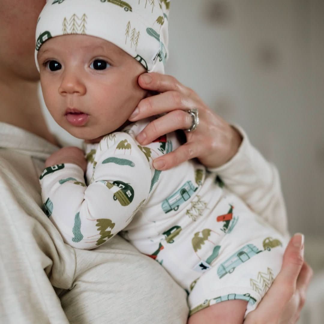 Baby Long-Sleeve Bamboo Onesie | Eucalyptus Gingham