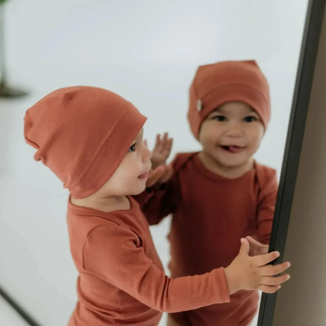 Baby Long-Sleeve Bamboo Onesie | Terracotta