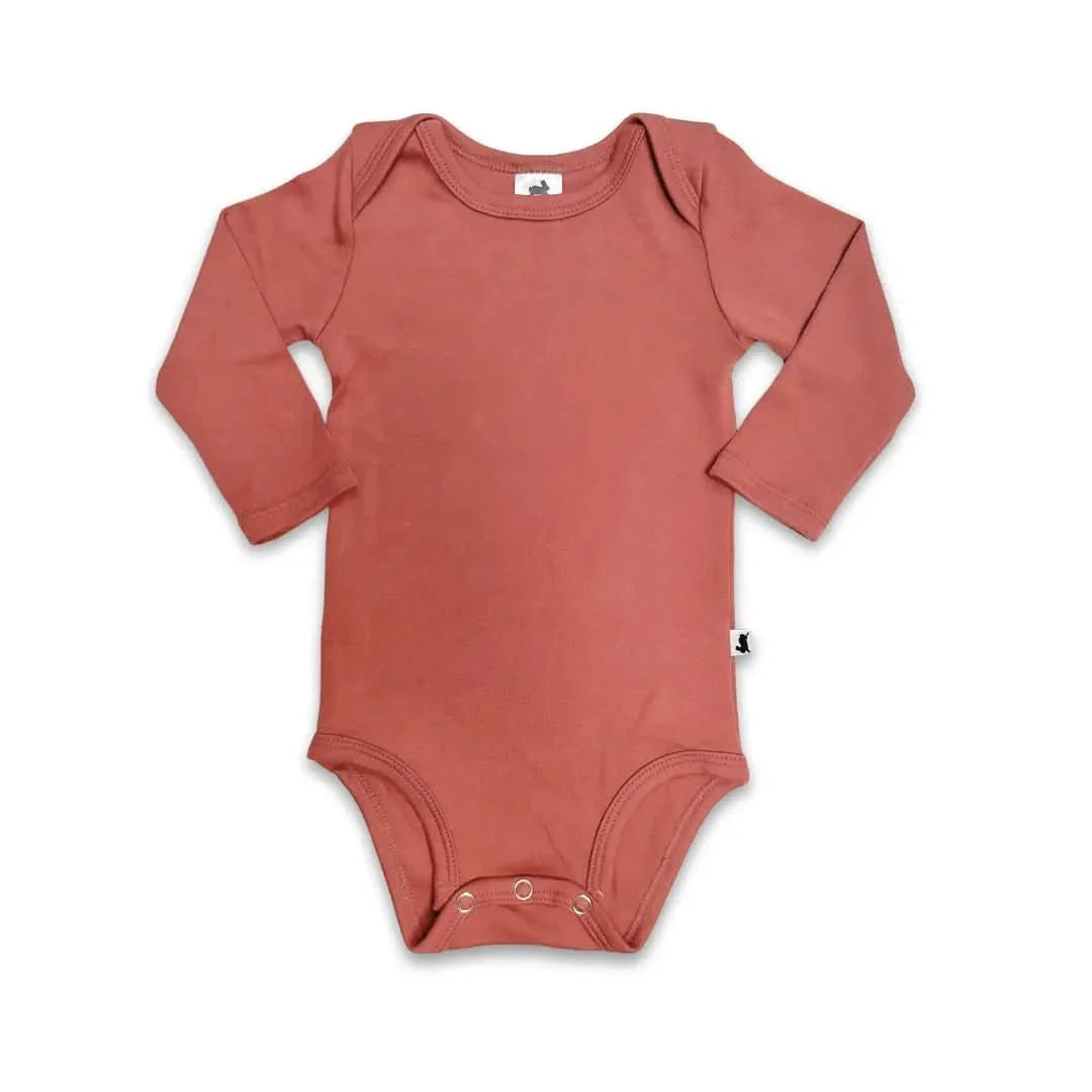 Baby Long-Sleeve Bamboo Onesie | Terracotta