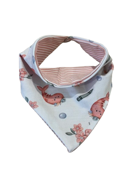 Shrimp & Crayon Reversible Bandana Bib