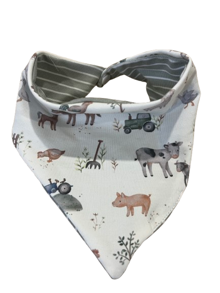 Farm Print Reversible Bandana Bib