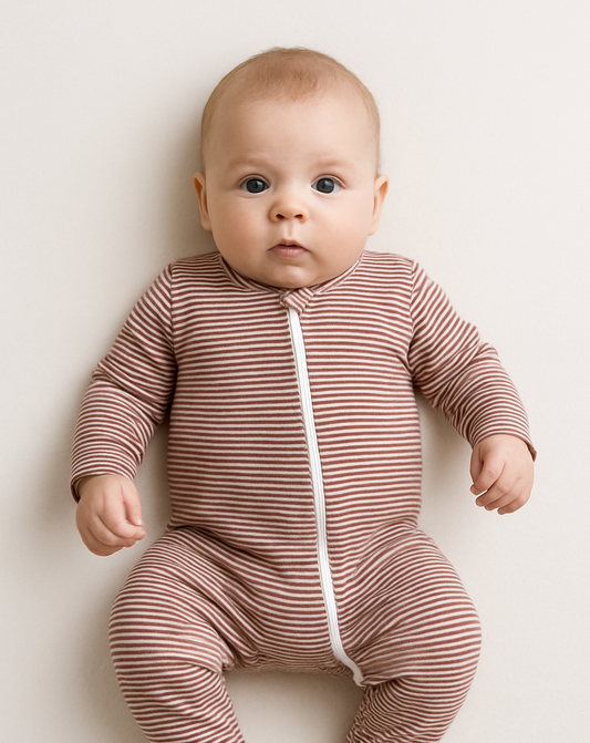 Plum Striped Grow-with-Me Zip Romper
