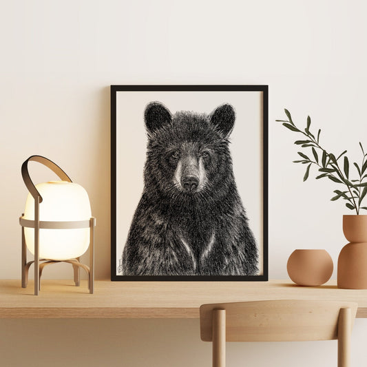 Portrait d'ours noir - impression d'art