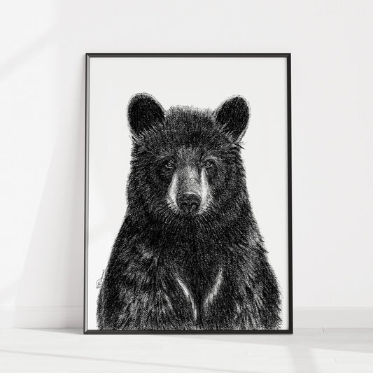 Portrait d'ours noir - Toile encadrée rigide