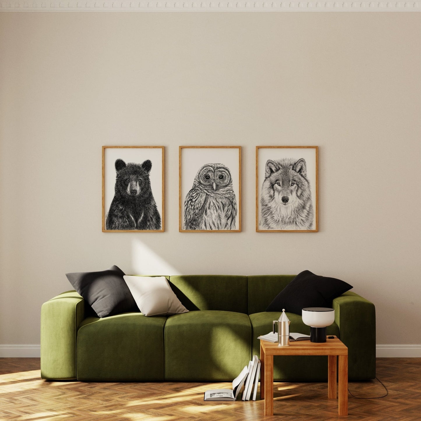 Portrait d'ours noir - Toile encadrée rigide