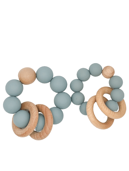 Silicone Teether With Wood Rings 6M+