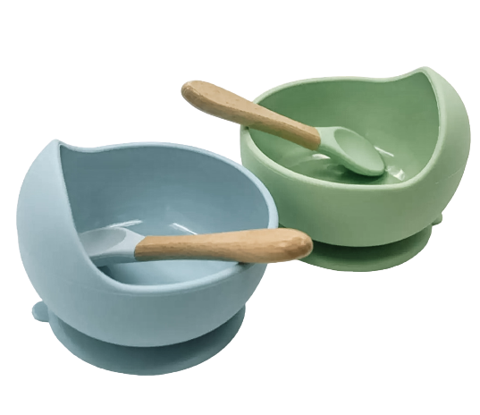 Silicone Bowl And Spoon Set- Ether blue