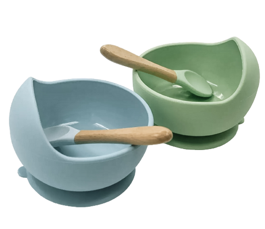 Silicone Bowl And Spoon Set- Ether blue
