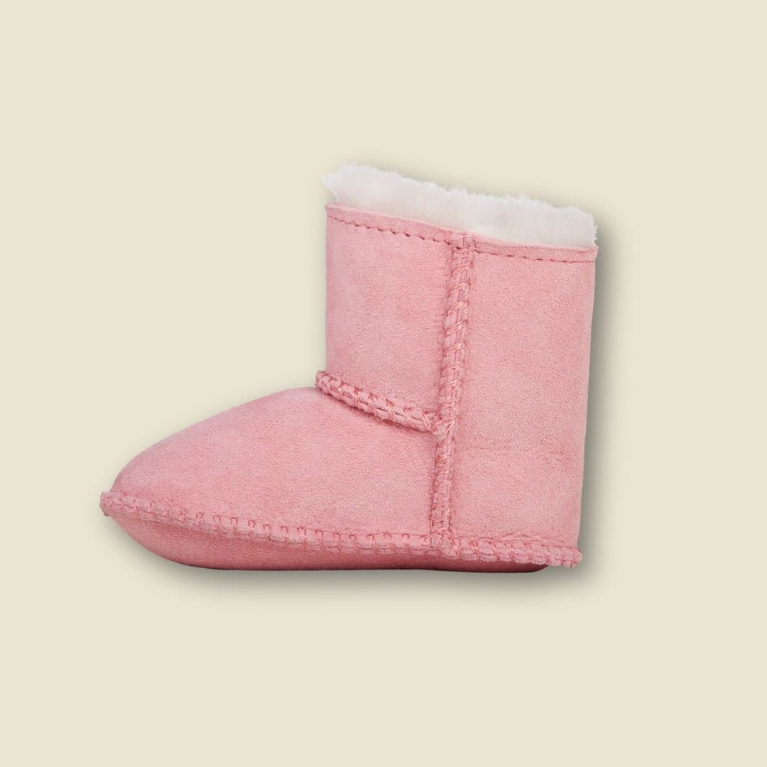 Bottines chaudes en suède et laine de mérinos pour bébé - Rose