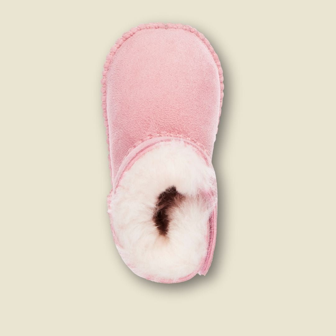 Bottines chaudes en suède et laine de mérinos pour bébé - Rose