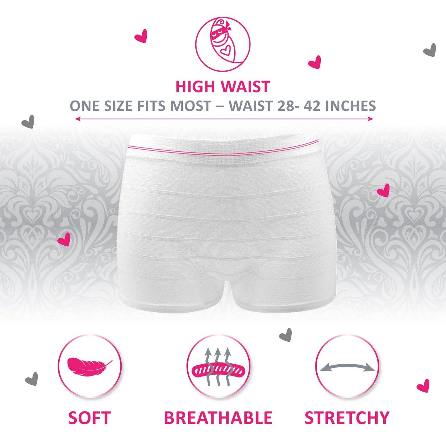 Disposable Postpartum Boyshort Underwear, 5 Pack