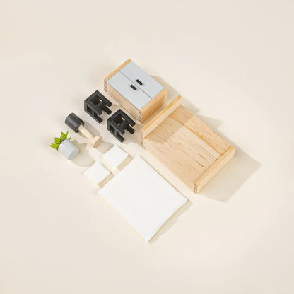 Mobilier et accessoires de chambre à coucher de maître de maison de poupée en bois (9) | Coco Village