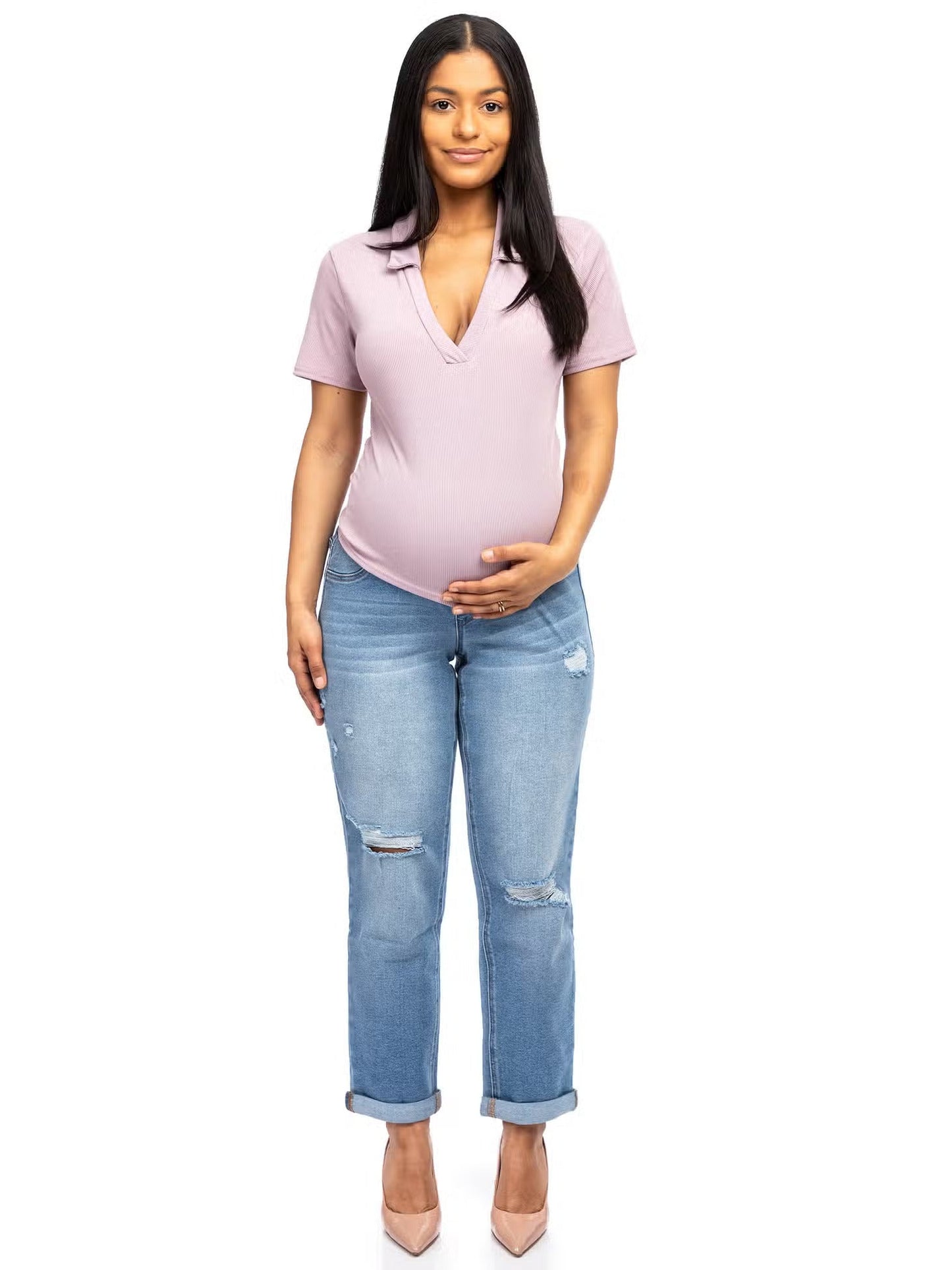 28-Inch Maternity Boyfriend Jean with Bellyband
