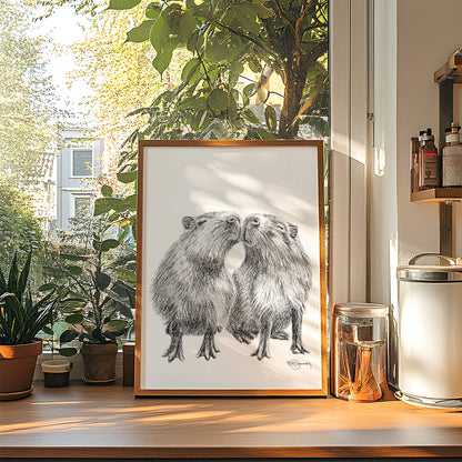 Kissing Capybaras - Animal Art Print