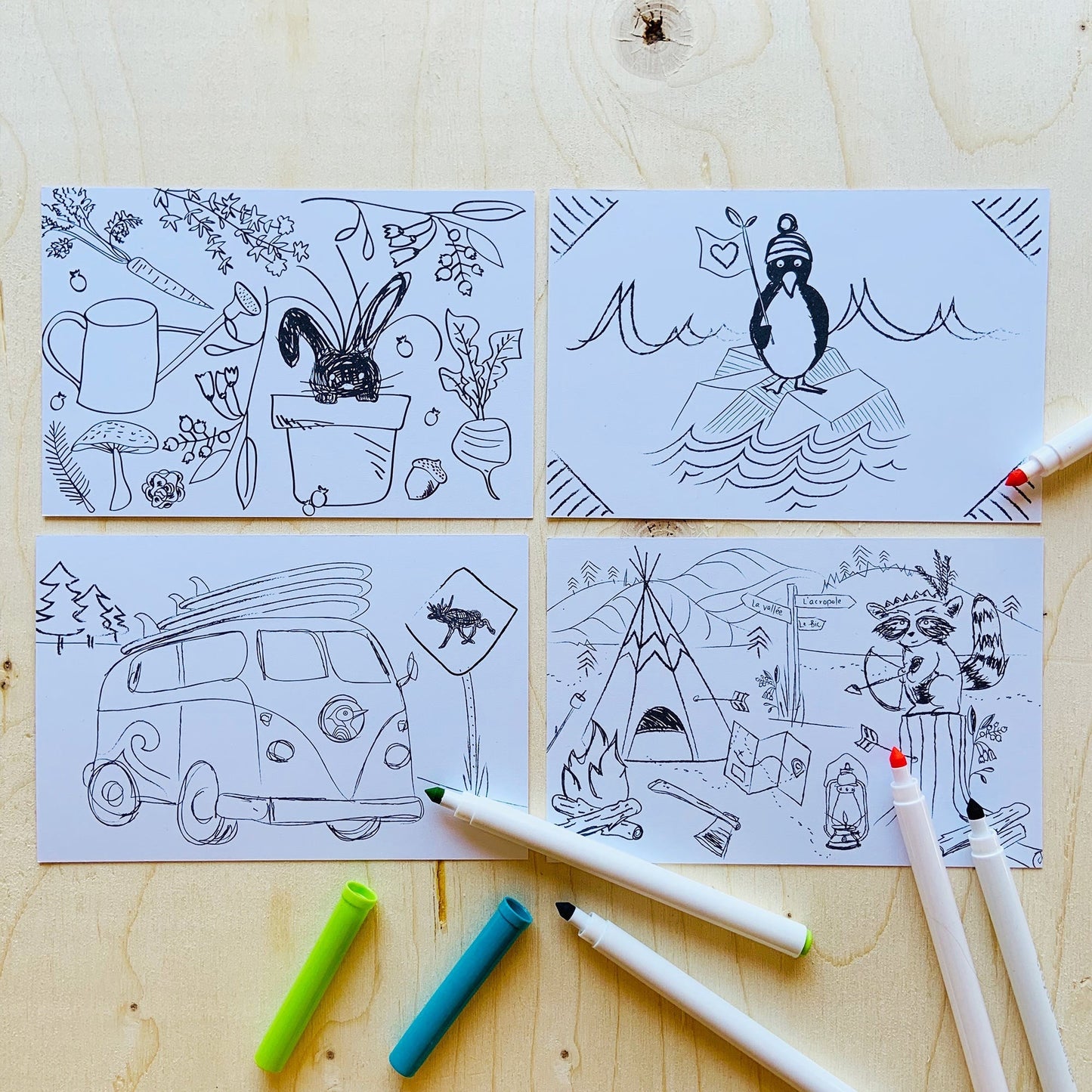 Cartes postales à colorier (paquet de 5)