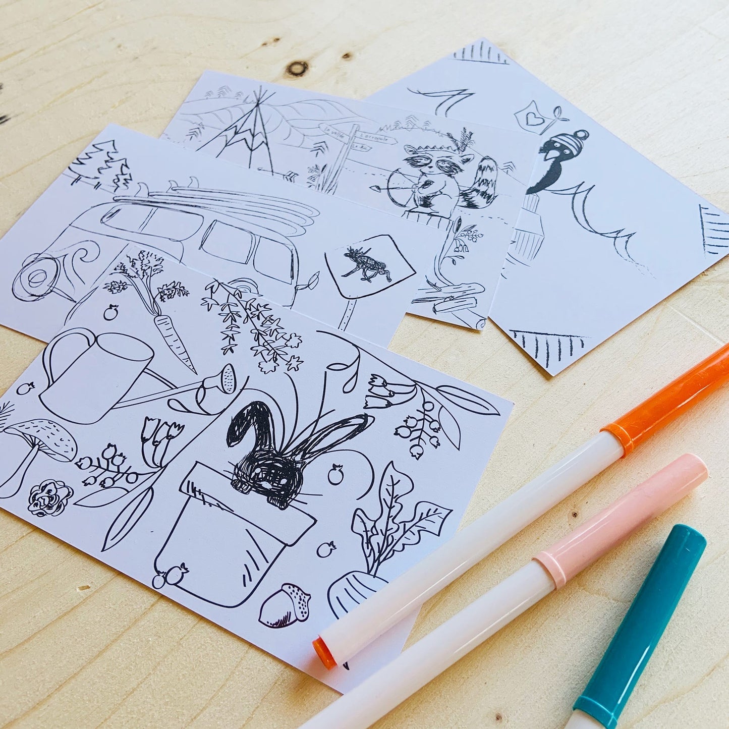 Cartes postales à colorier (paquet de 5)