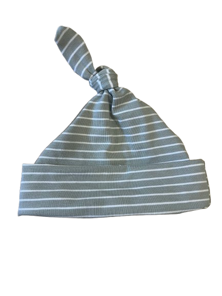 Green Striped Knotted Baby Hat