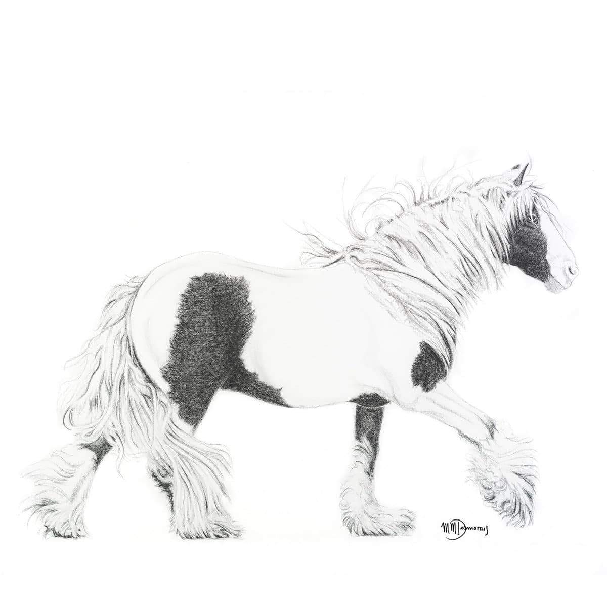 Cob Gipsy Horse - Grande décoration murale noir et blanc