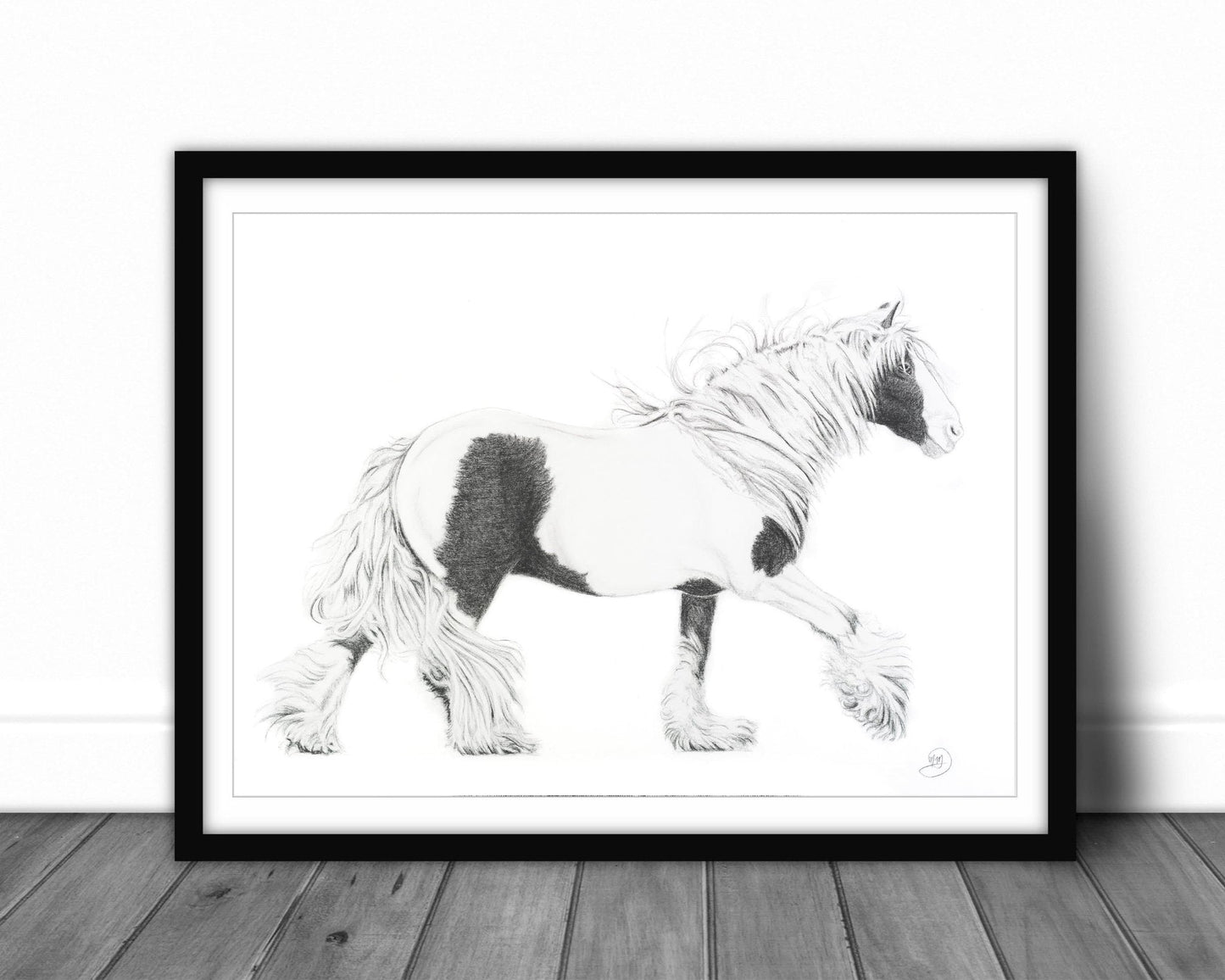 Cob Gipsy Horse - Grande décoration murale noir et blanc
