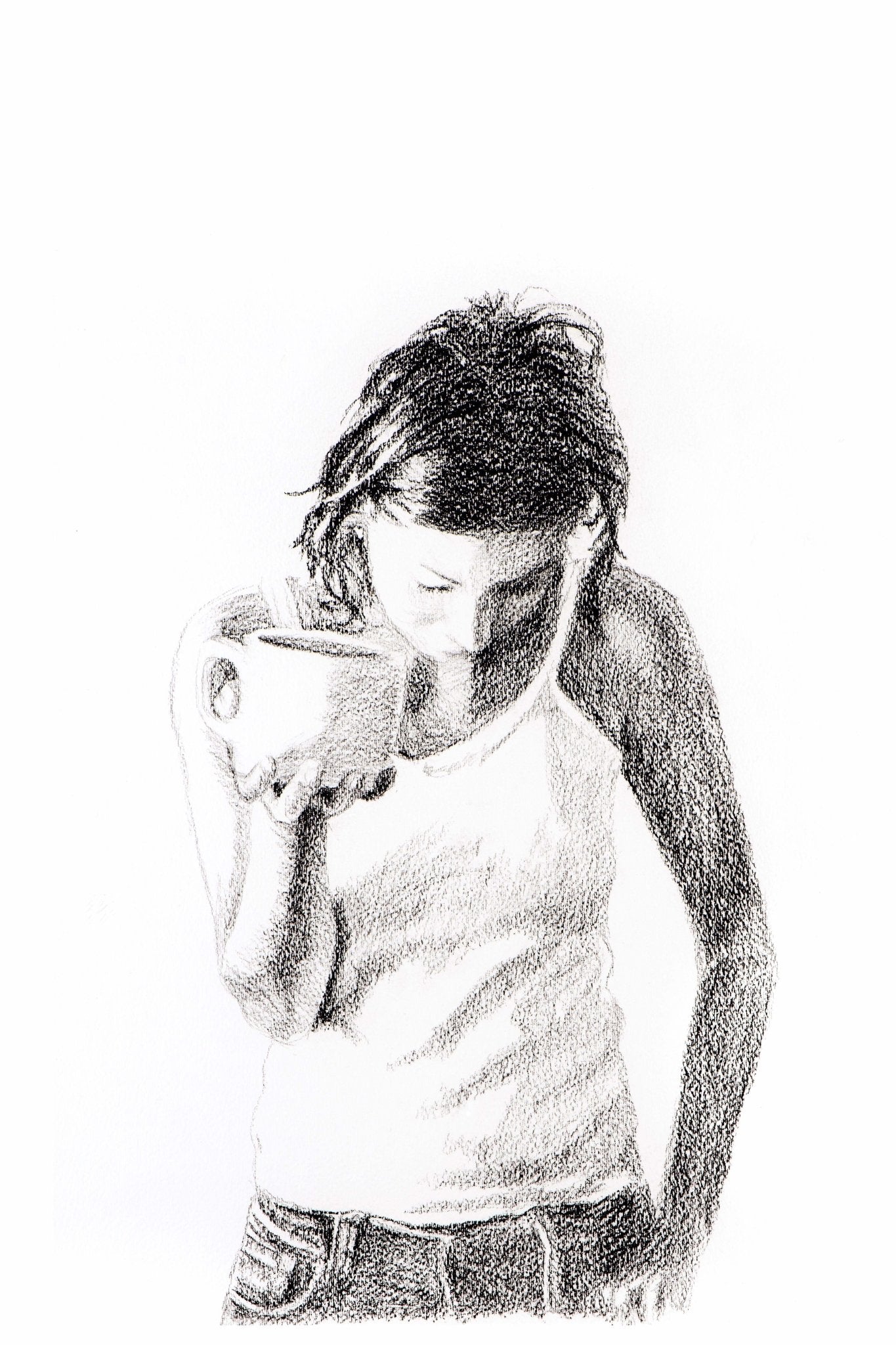 Amateur de café - impression d'art noir et blanc