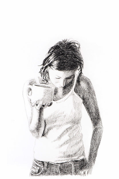 Amateur de café - impression d'art noir et blanc