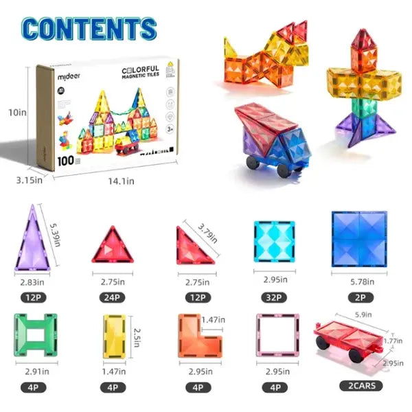Creative Pack 100pcs Rainbow Magnetic Tiles