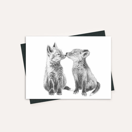 Carte de vœux Renardeaux Mignons