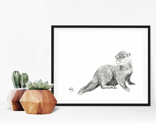 Loutre bébé adorable - impression d'art