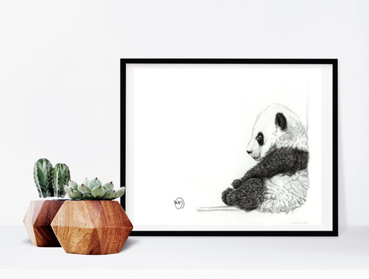 Joli panda assis - imprimés animaliers noir et blanc