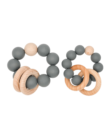 Silicone Teether With Wood Rings 6M+