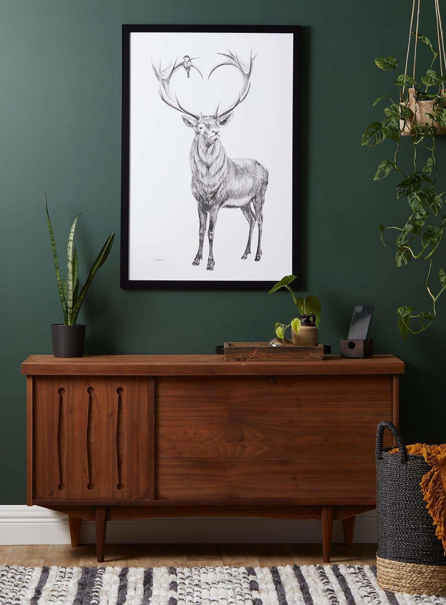 Cerf aux bois en forme de cœur - illustration