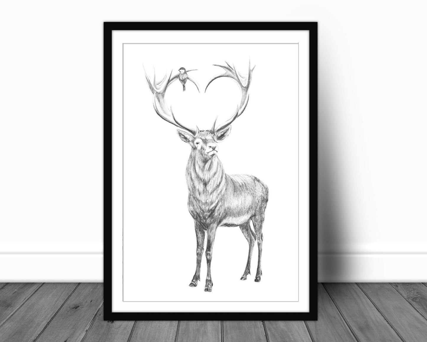 Cerf aux bois en forme de cœur - illustration