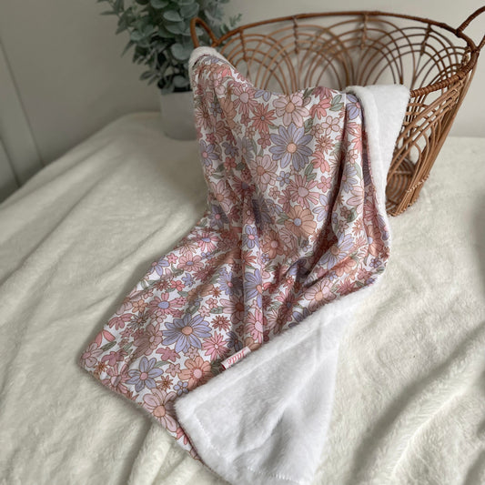 Création Jade Minky & Faux Fur Lovey - Retro Lilac Flowers