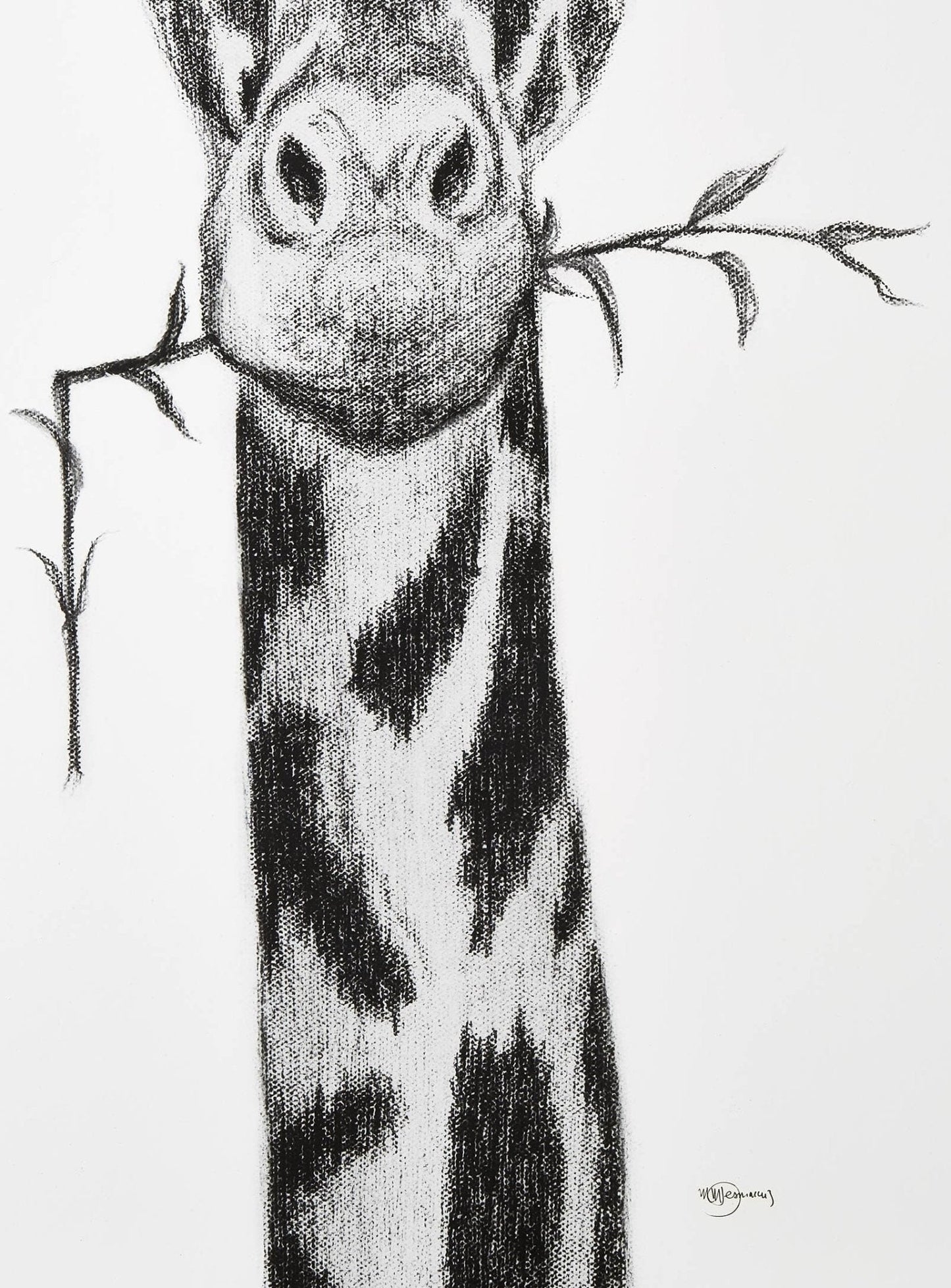 Portrait de girafe - impression d'art safari noir et blanc