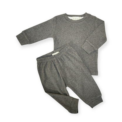 Organic Cotton Two-Piece Baby Outfit, Charcoal | ba.be.O Canada