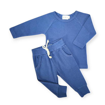 Ensemble de jogging côtelé – Bleu foncé