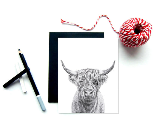 Carte de vœux Vache Highland