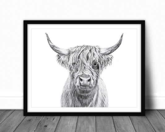 Portrait de vache Highland - impression d'art