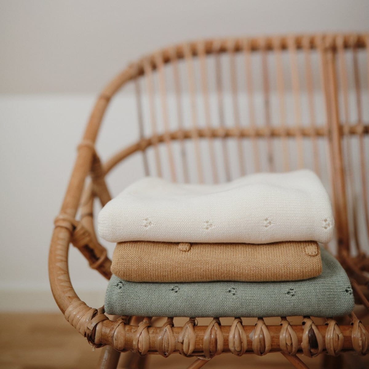 Knitted Pointelle Baby Blanket