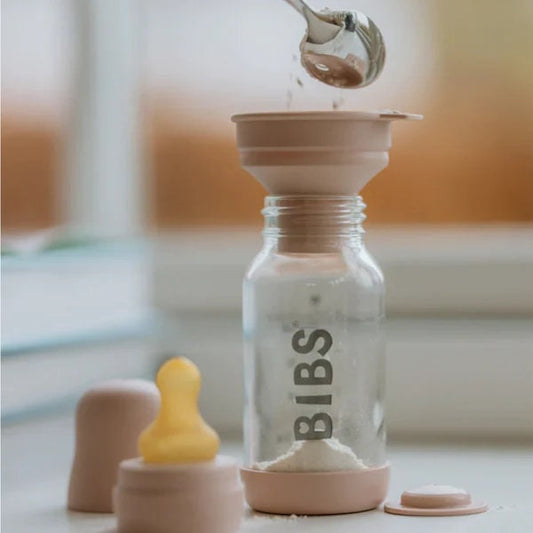BIBS Glass Baby Bottle Set with Latex Nipple, 110 ml