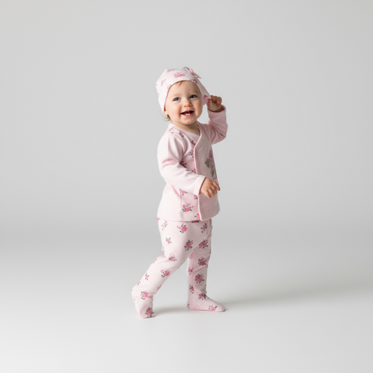 Ensemble 3 pièces nouveau-né Rosy Rose