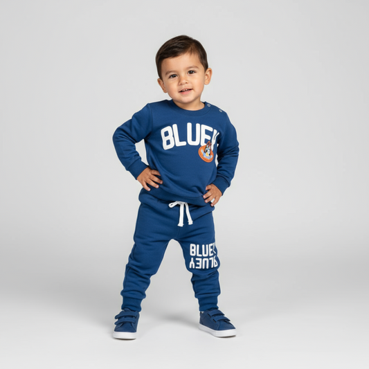 Ensemble jogging en coton chien bleu