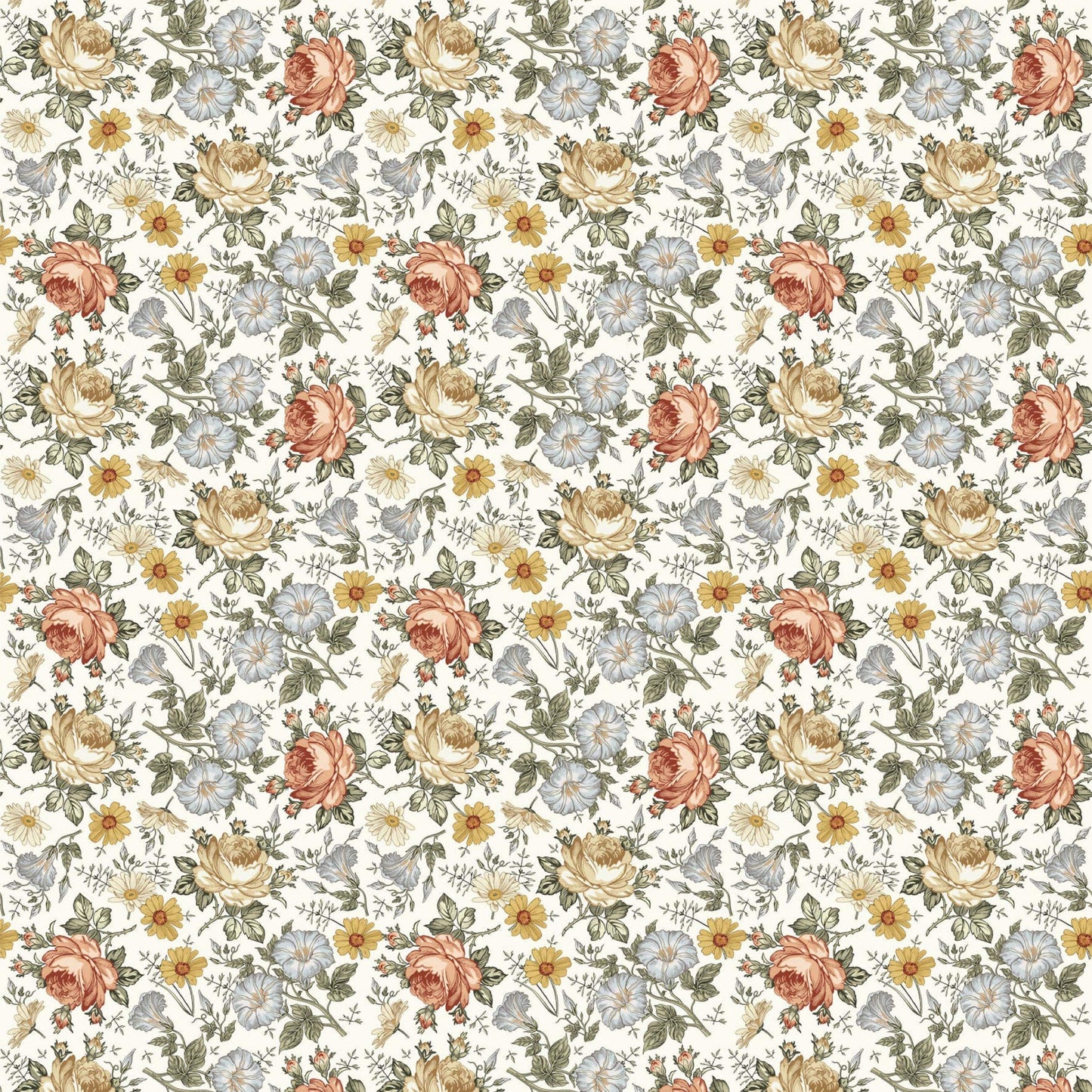 Mousseline Création Jade - bambou & coton - Fleurs vintages (Dernière chance)