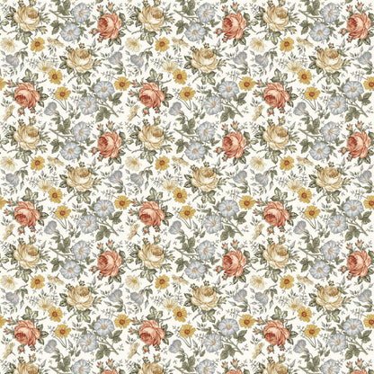 Mousseline bambou et coton - Fleurs vintages (Dernière chance)