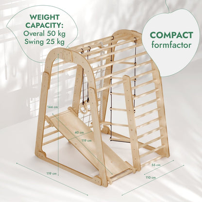 Indoor Wooden Playground for Children - 6in1 Playground + Swings Set + Slide Board