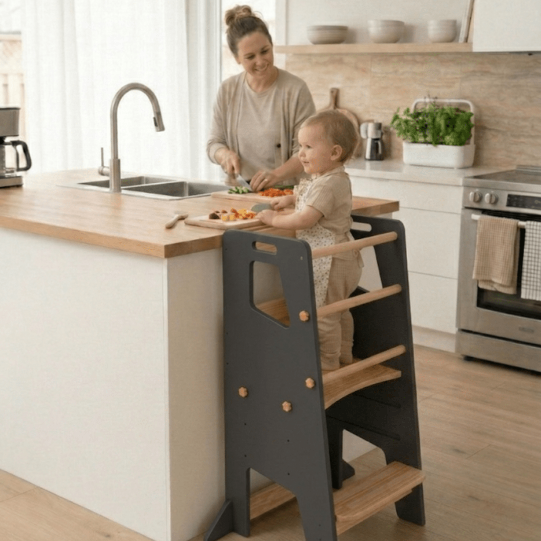 Tour d'apprentissage - Tabouret d'aide de cuisine - Gris foncé