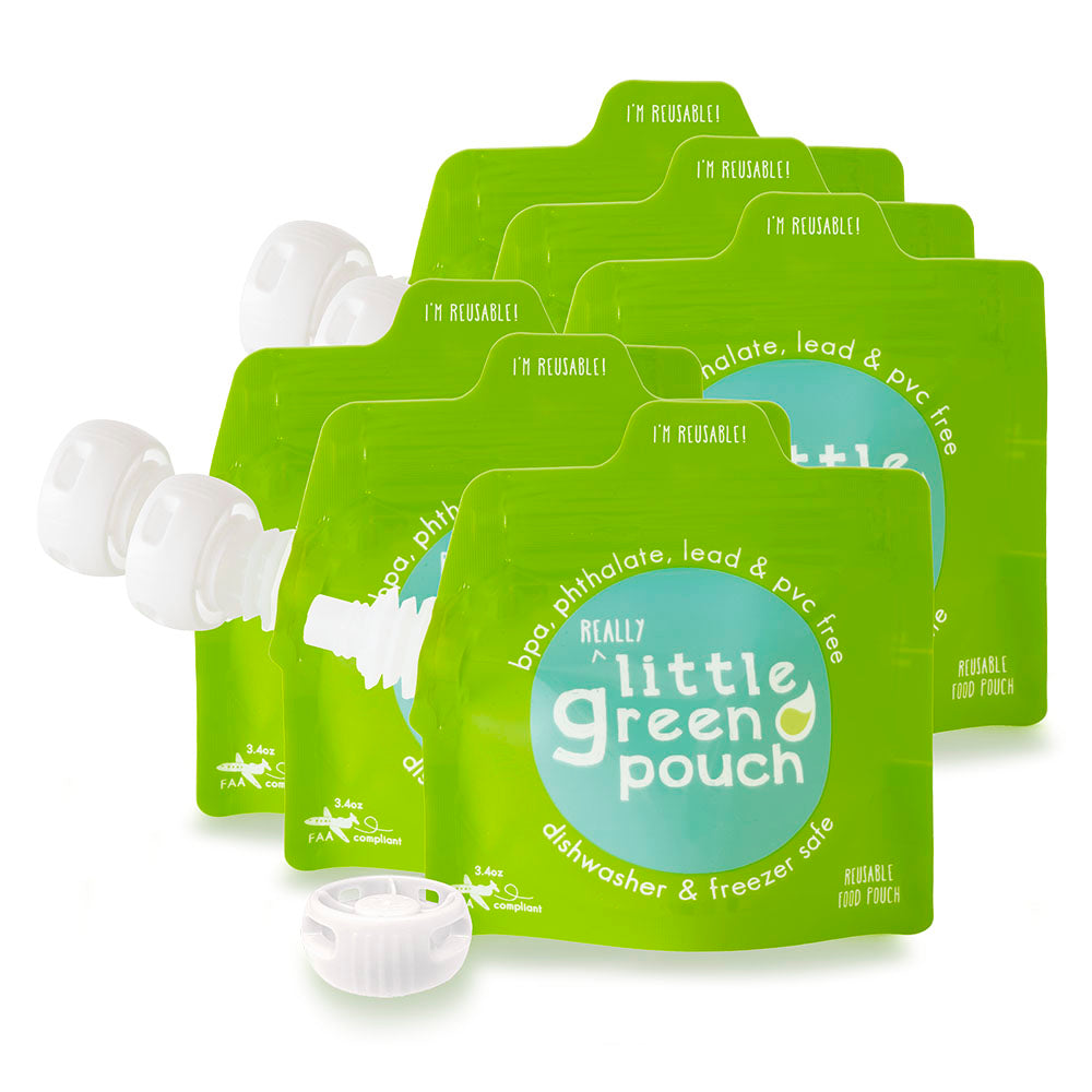 Really Little Green Pouch - 3.4 oz. (6 pack) || Petites Pochettes Alimentaire Réutilisables – 3.4 oz. (Paquet de 6)