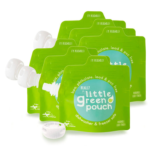 Really Little Green Pouch - 3.4 oz. (6 pack) || Petites Pochettes Alimentaire Réutilisables – 3.4 oz. (Paquet de 6)