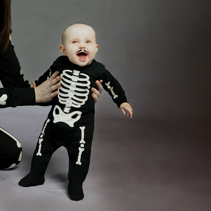 Pyjama imprimé squelette phosphorescent sur fond noir | Petit Lem