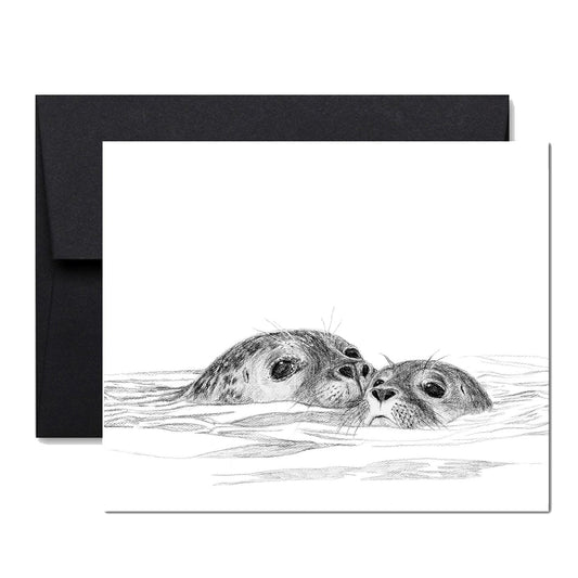 Carte de vœux Maman phoque et son petit